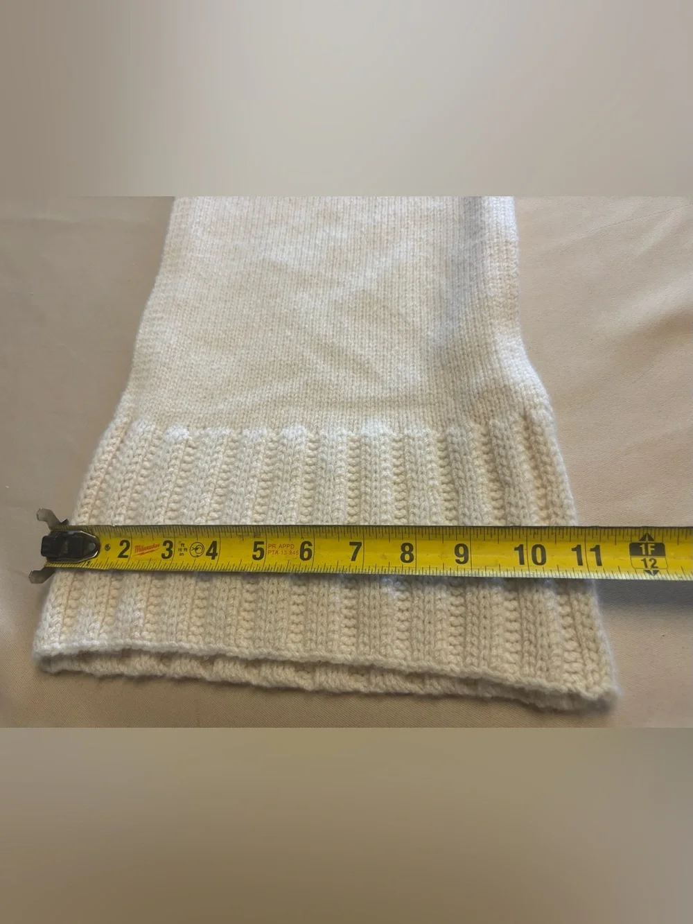 TSE 100% Puré Cashmere Knit Scarf Ivory Cream 11x62” Quiet Luxury